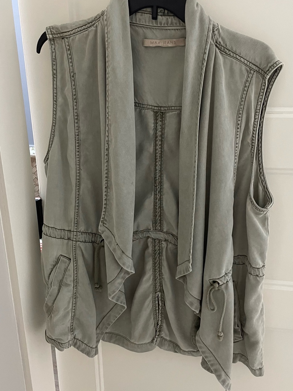 Max Jeans Olive Green Draped Utility Vest